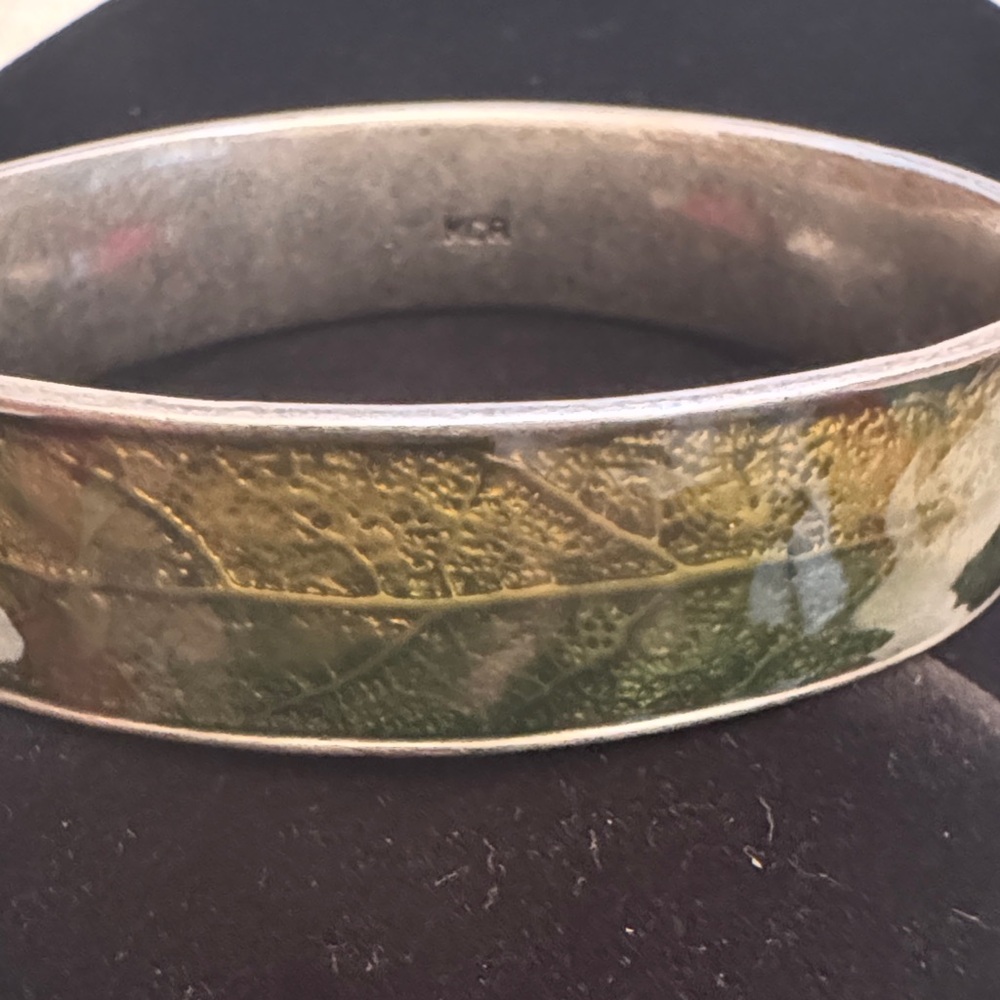 Green And Yellow Leaf Pattern Enamel Kenneth Cole… - image 2